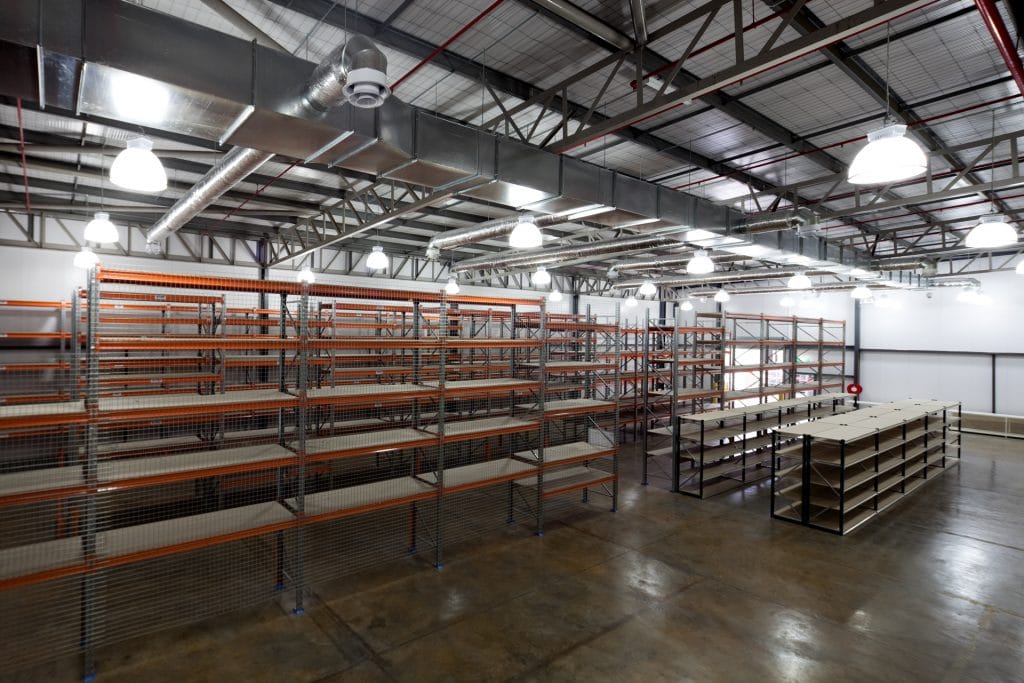 Inner warehouse with polished concrete floors